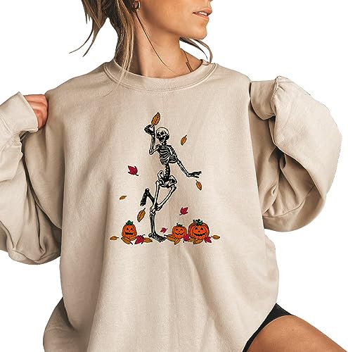 Dancing Skeleton sweatshirt, Halloween 2023 Shirt for Group, Pumpkin sweatshirt, Skeleton and pumpkin sweatshirt for halloween, Fall Sweatshirt - BRAZEN BUY thsirt shirt