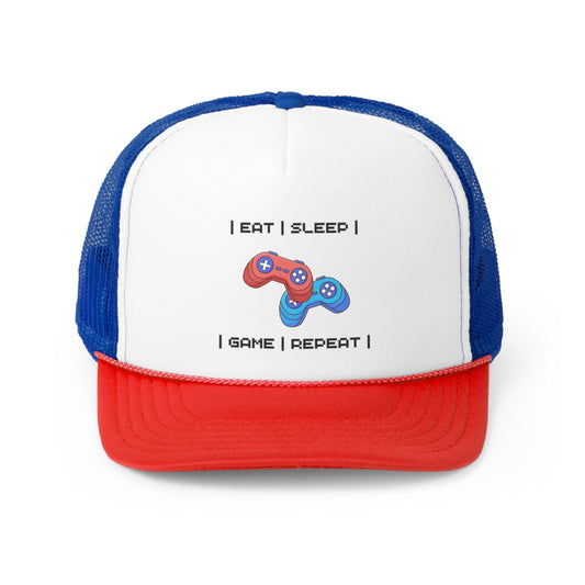 Gamer Eat Sleep Game Repeat Trucker Caps - BRAZEN BUY thsirt shirt